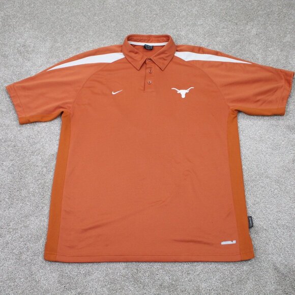 Nike Texas Longhorns Polo Shirt Men Large Orange Sphere Dry Pullover Stretch S/S - Picture 1 of 12